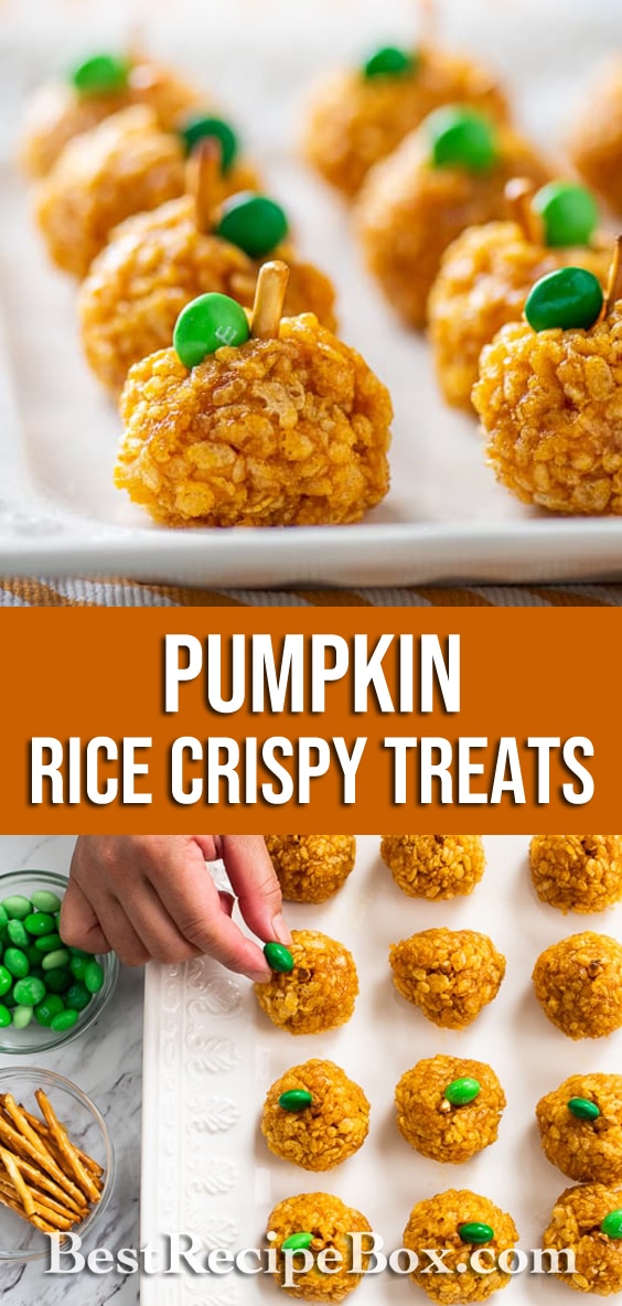 Pumpkin Rice Krispie Treats for Best Halloween Appetizers | @BestRecipeBox