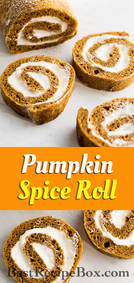 Pumpkin Spice Roll Cake with Creamy Cream Cheese Filling YUM! | @bestrecipebox