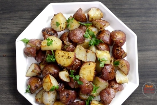 Finished potatoes in a bowl