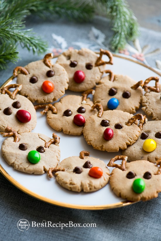 Rudolph Peanut Butter Cookies | Christmas Cookie Recipe on plate