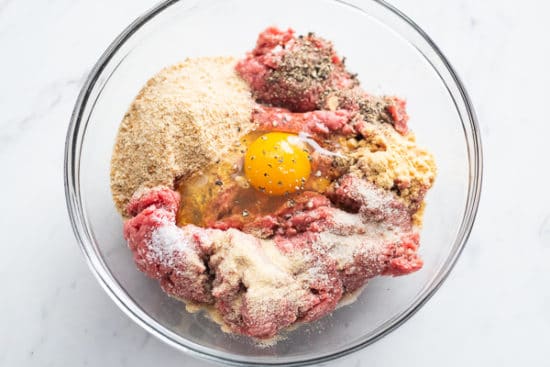 Salisbury Steak Meatball ingredients in a bowl