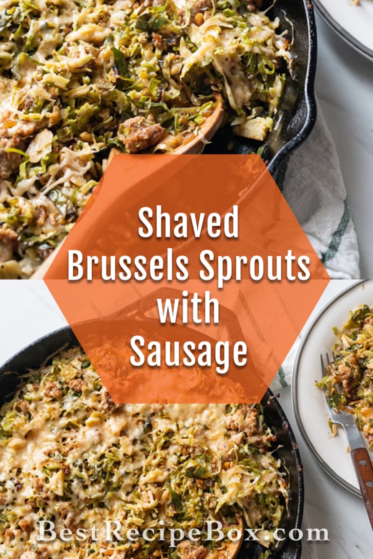 Skillet Brussels Sprouts Recipe with Sausage and Parmesan collage