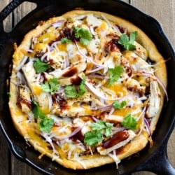 Skillet BBQ Chicken Pizza perfect for pizza parties! | @bestrecipebox