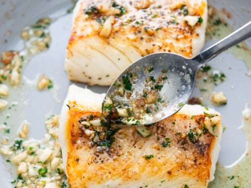 Skillet White Fish with Garlic Butter 20 min {Pan Fried Cod Recipe}