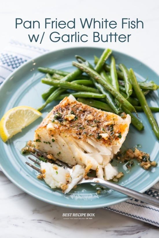 forked fish on plate for skillet white fish or pan fried cod