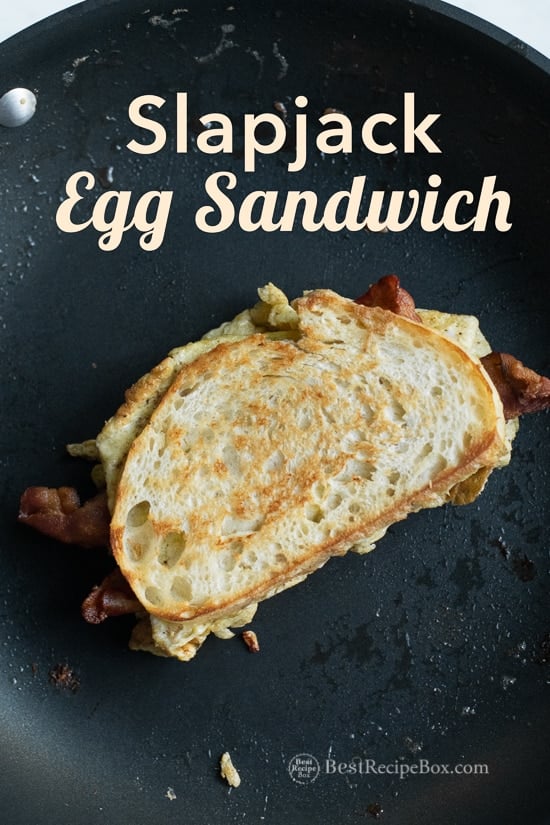 Easy Egg Sandwich Recipe with Cheese and Bacon, SlapJack style on a cooking pan