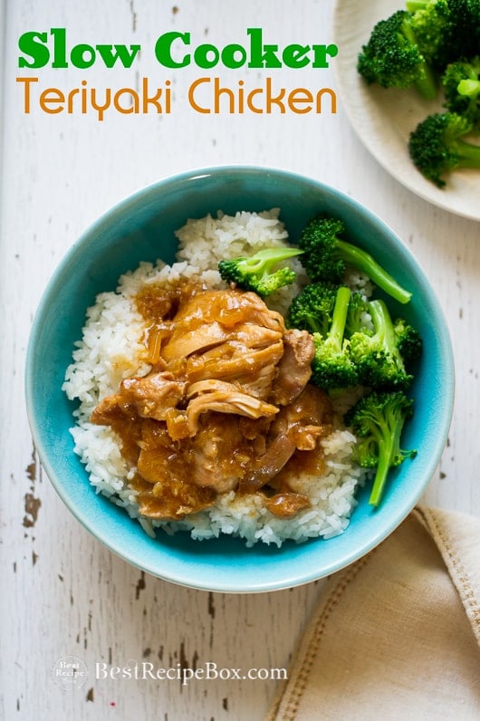 Slow Cooker Terikayi Chicken is super easy Asian Teriyaki Recipe in a bowl