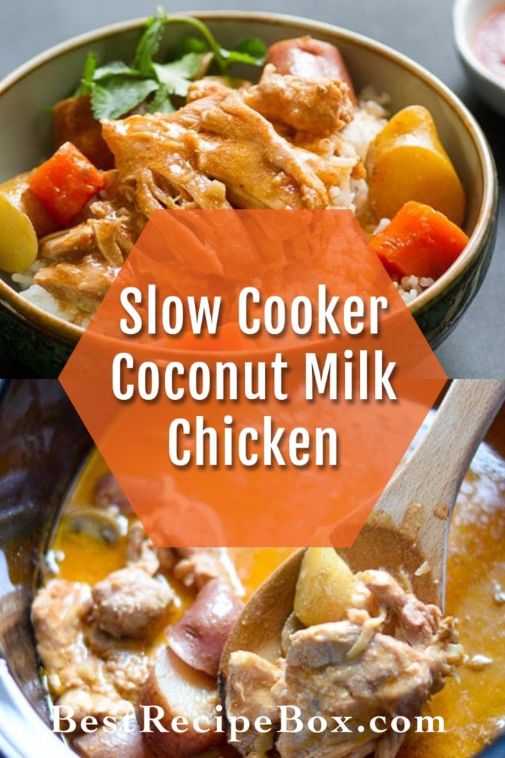 Slow Cooker Coconut Milk Chicken Recipe collage