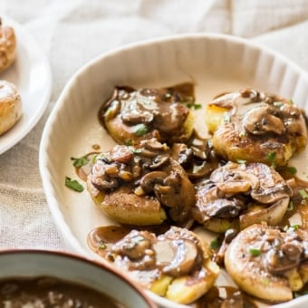 Mushroom Gravy and Smashed Potatoes Recipe @bestrecipebox