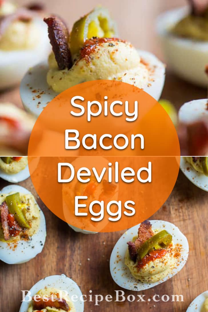 Deviled Eggs Recipe with Bacon, Sriracha, Jalapeño Spicy Deviled Eggs | @bestreciepbox