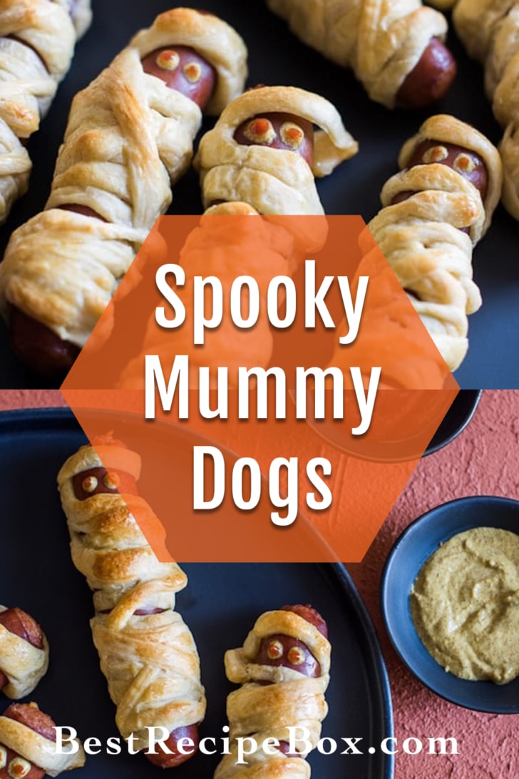 Halloween Mummy Hot Dogs Recipe collage