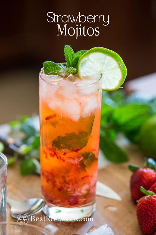 Strawberry Mojito Recipe for Best Mojito Cocktails Recipe in a glass