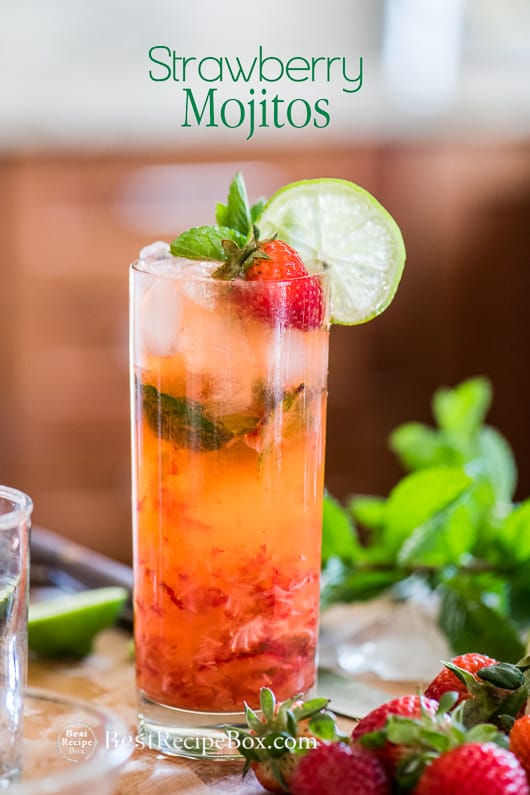 Strawberry Mojito Recipe for Best Mojito Cocktails Recipe in a glass 