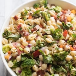 Supreme Garden Pasta Salad recipe loaded with veggies! | @bestrecipebox