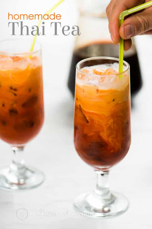 Thai Iced Tea Recipe in a glass with straw