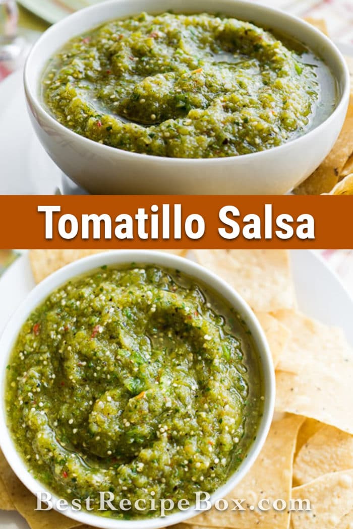 Easy tomatillo Salsa Recipe | Green Salsa Recipe from @bestrecipebox.com