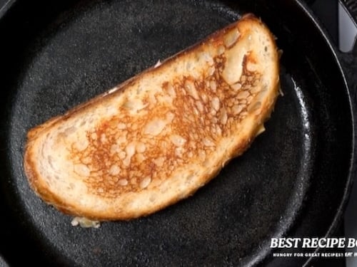 Cooked tuna melt in pan