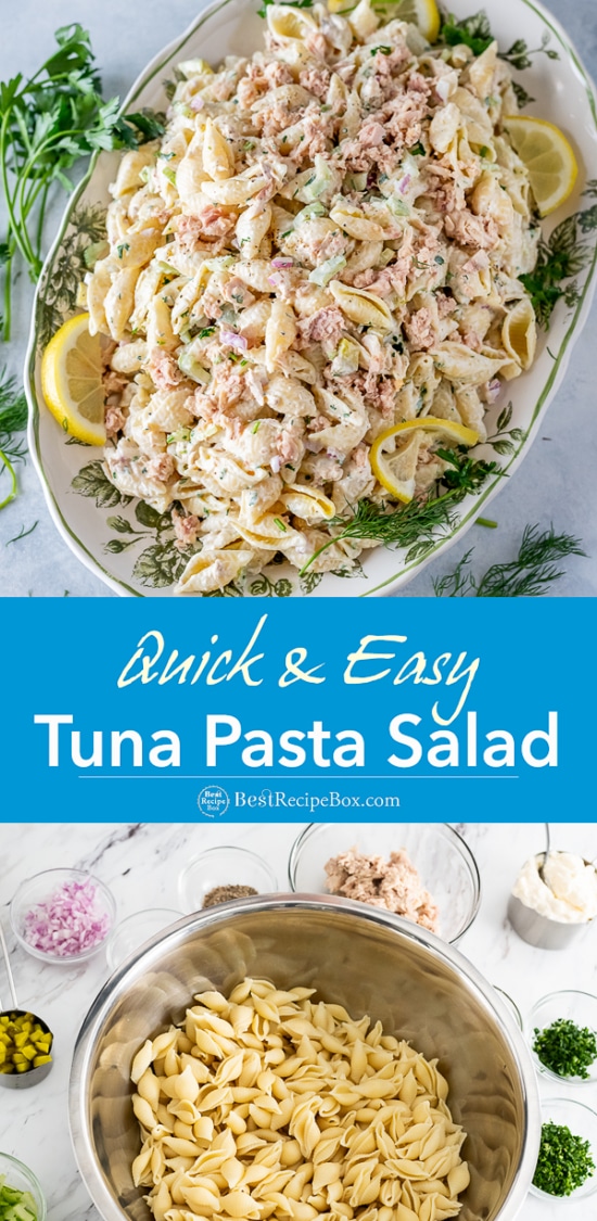 Easy Tuna Pasta Salad Recipe on plate