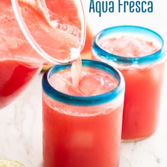 Watermelon aqua fresca pouring