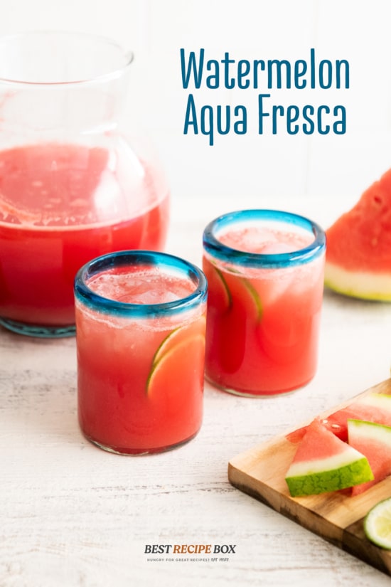 Glasses of watermelon aquas frescas