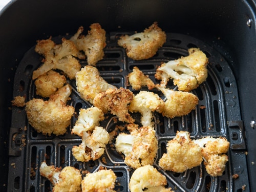 crispy breaded cauliflower in basket