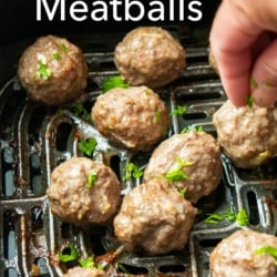 air fryer meatballs with parsley garnish