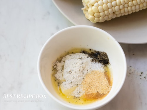Softened butter with ranch seasoning, garlic powder, salt & pepper
