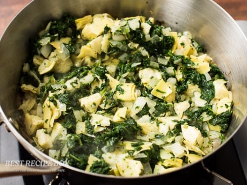 cooking artichokes and spinach