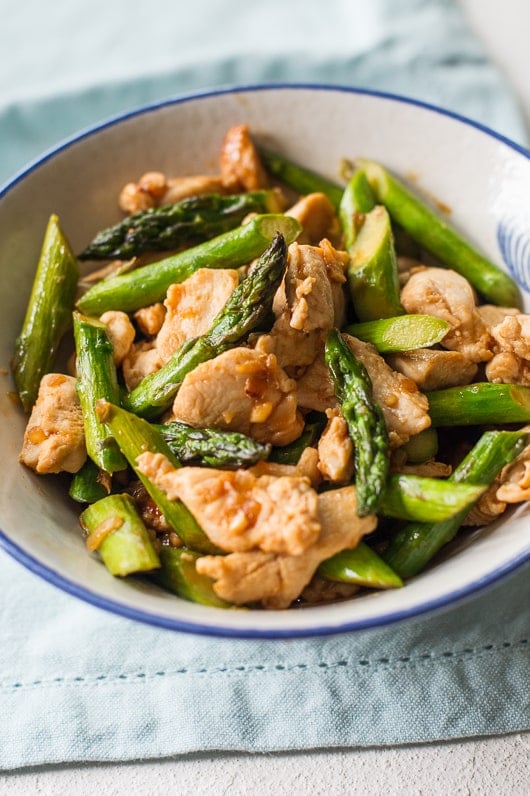 Delicious and Healthy Chicken Asparagus Stir Fry Recipe in bowl