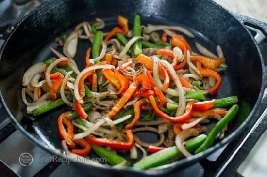 Vegetables cooking in pan