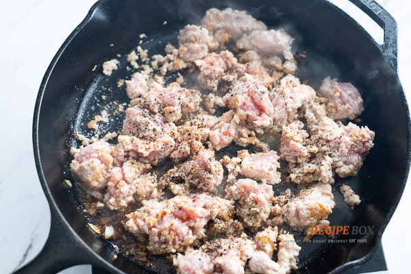 Cooking ground chicken in a pan