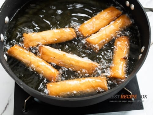 Final crispiness of frying egg rolls