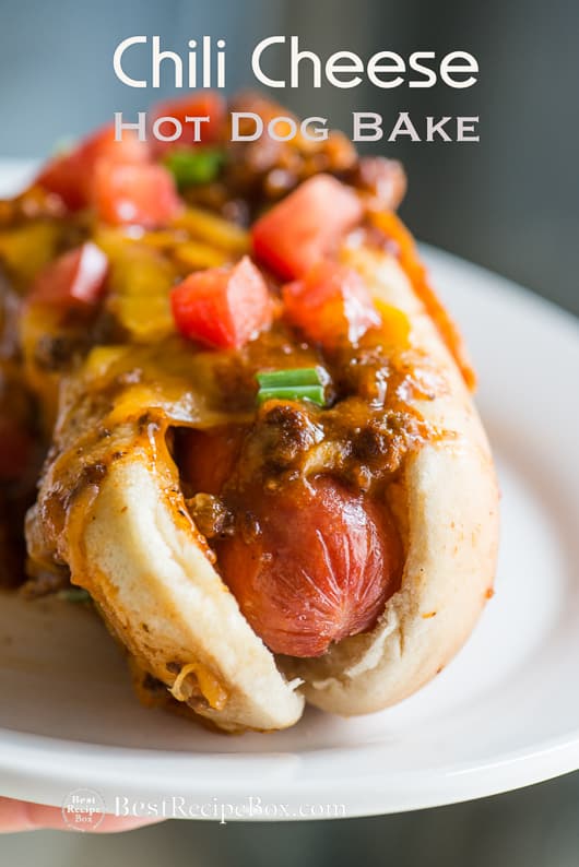 Chili Cheese Hot Dogs on plate