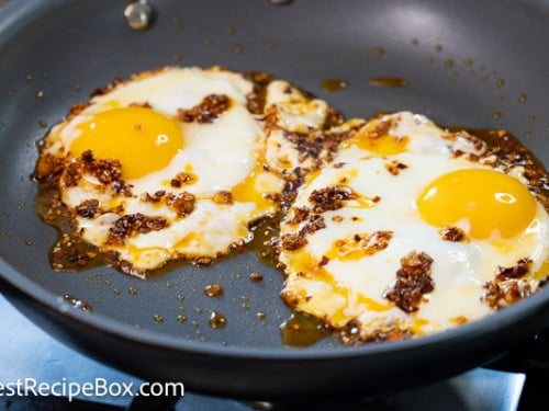 Finished eggs in pan