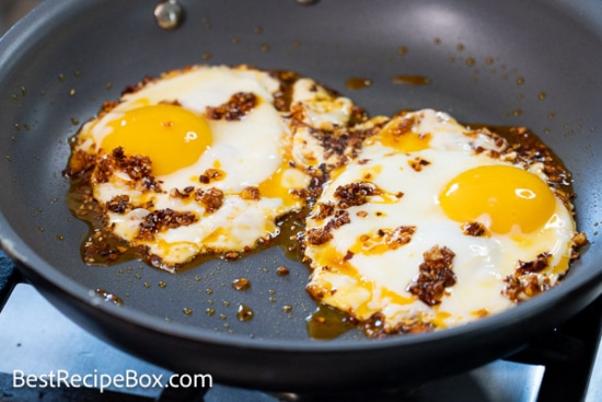 Finished eggs in pan