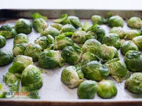 raw brussels on sheet pan