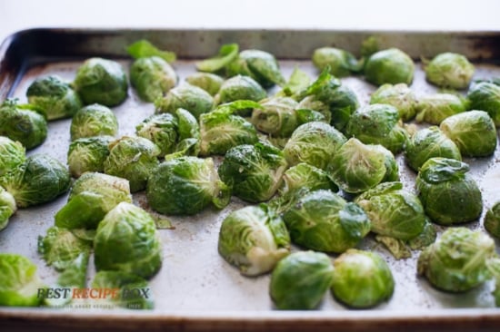 raw brussels on sheet pan