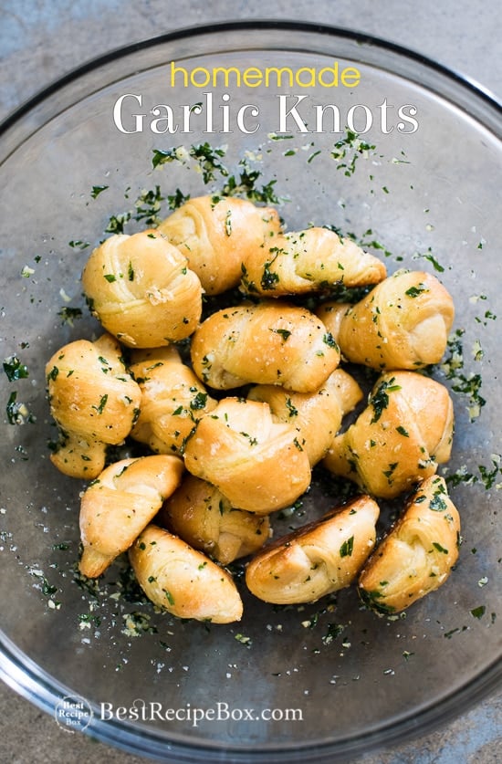 Easy Garlic Knot Recipe in a glass bowl 