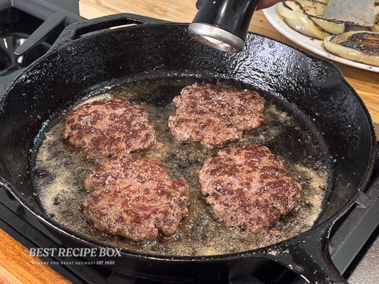 cooked smash burger patties