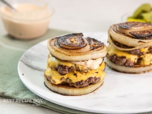 finished onion wrapped burger