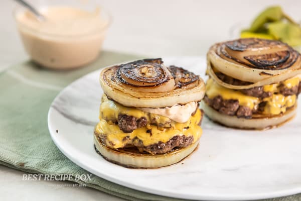 finished onion wrapped burger