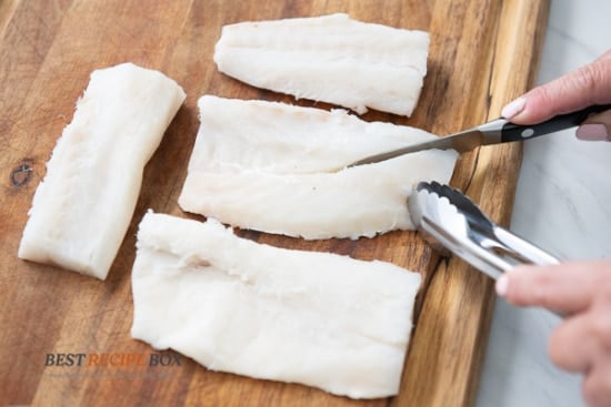 cutting fish fillets