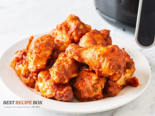 Sriracha chicken wings on a plate