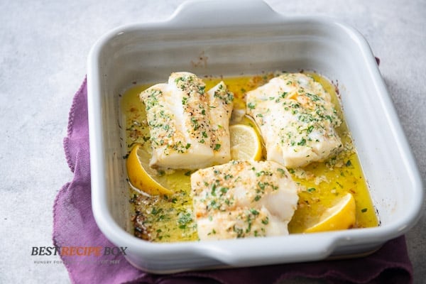 melted butter in pan with fish