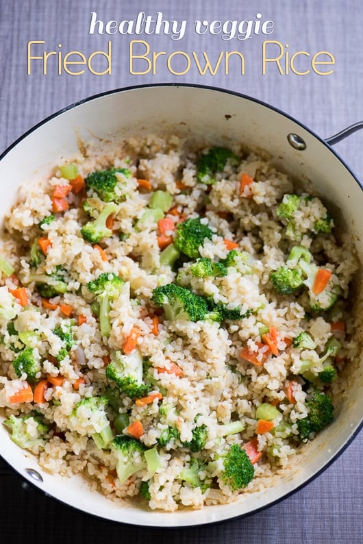 Healthy Brown Fried Rice Recipe with Broccoli Vegetables