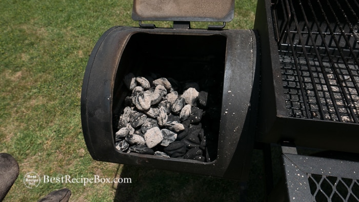 Charcoal lit in side chamber