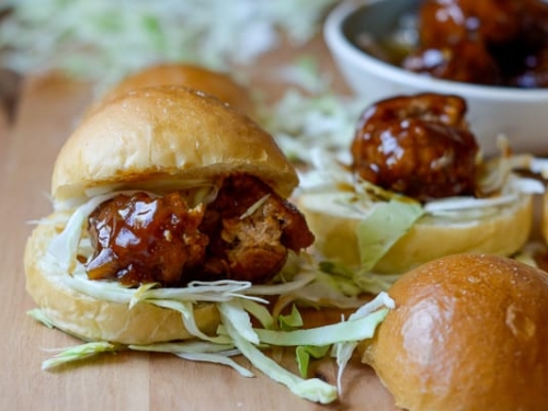 Assembled meatball sliders