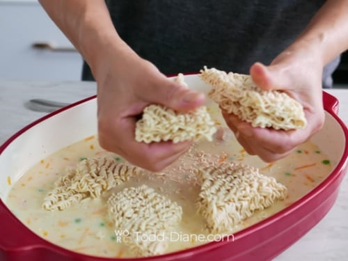 breaking ramen noodles