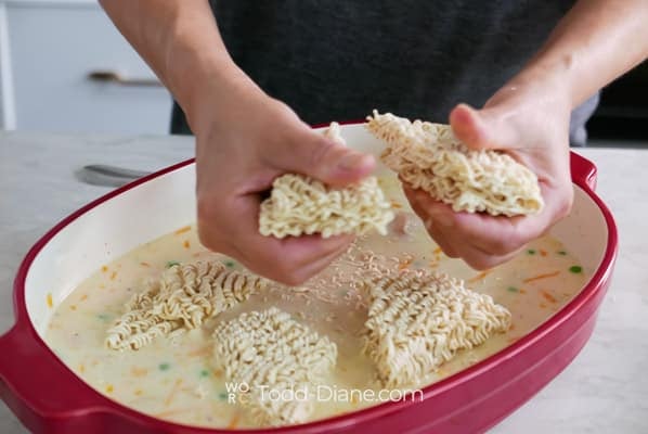 breaking ramen noodles
