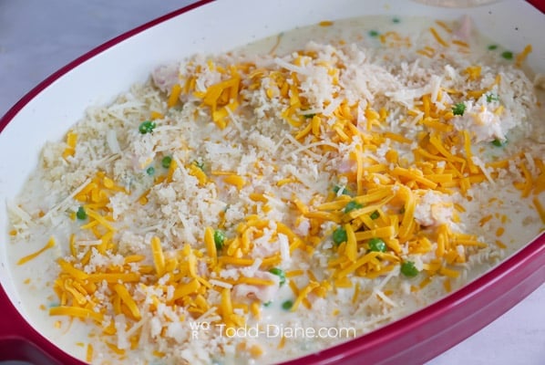 bread crumb over noodles